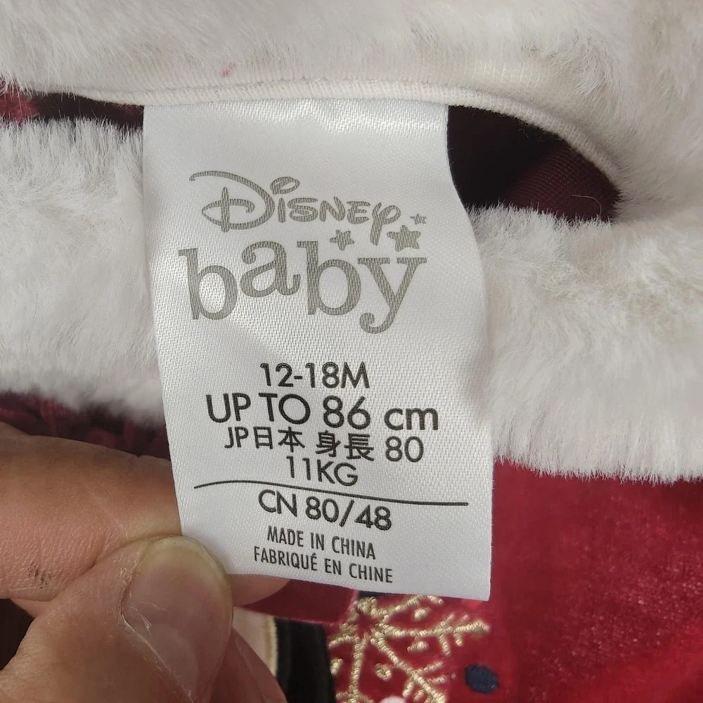 Disney Baby Dress Girls 12-18 Months Pink Minnie Mouse Velour Fur Trim New